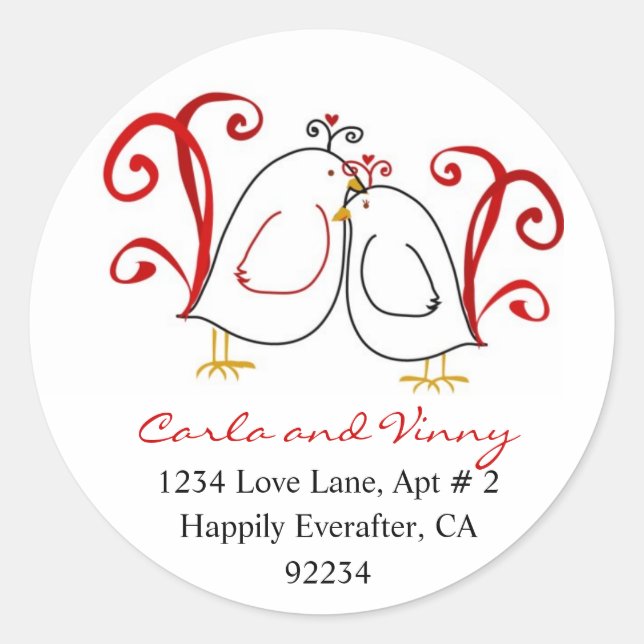 Love Birds and Blossoms Address Labels (Front)
