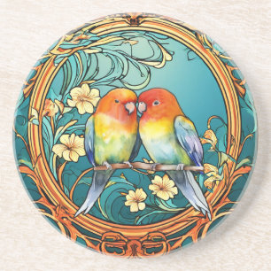 Love Birds Art Deco Nouveau Coaster
