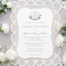 Love Birds "B" Monogram Wedding Invitation