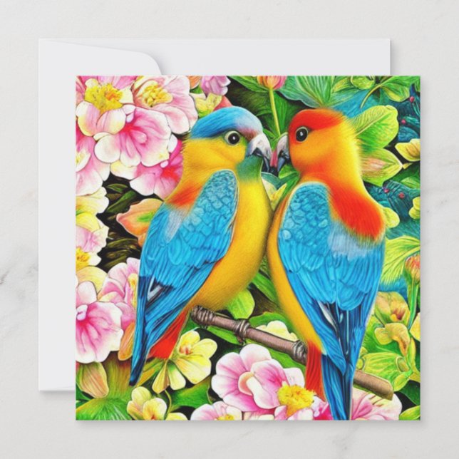 Love Birds Beautiful colour  Invitation (Front)