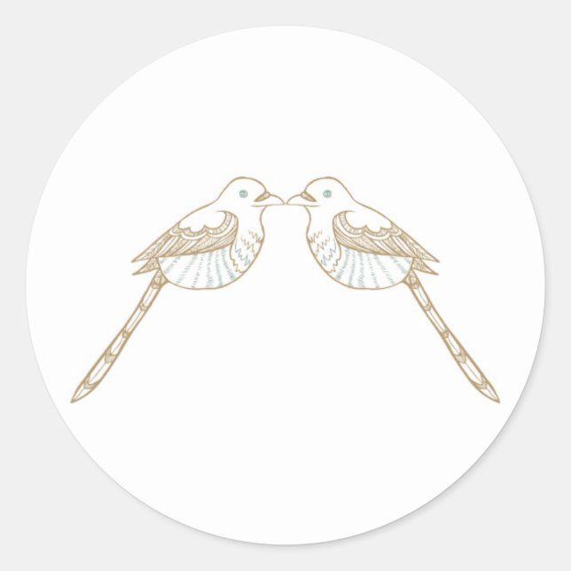Love Birds Black/White Wedding Envelope Seal (Front)