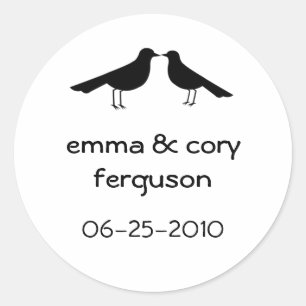 Love birds black white wedding favour tag label