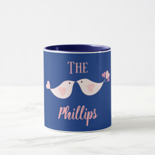 Love birds blue and pink mug