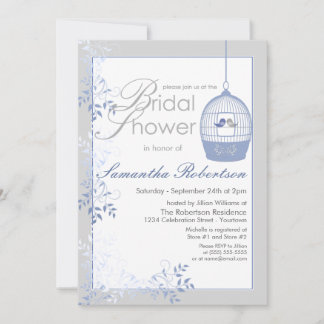 Love Birds Blue Bridal Shower Invitations