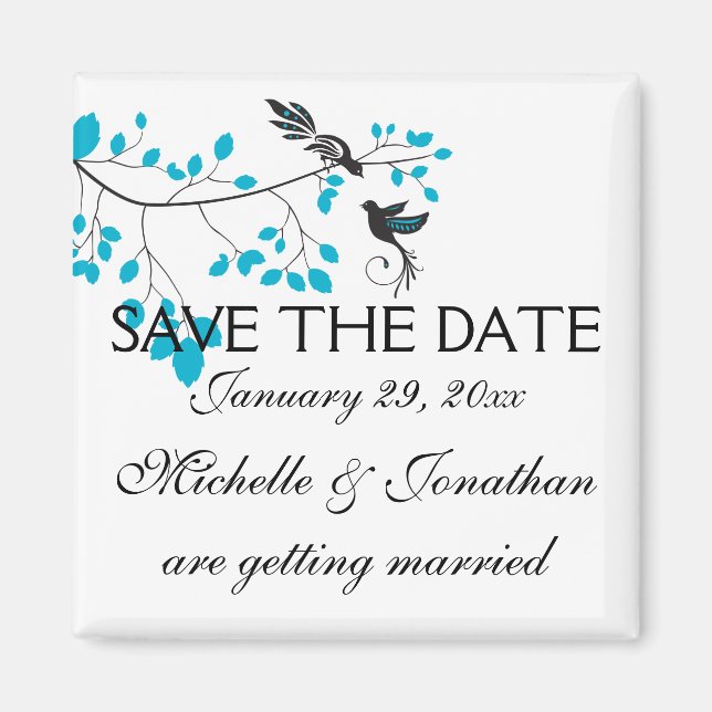 Love Birds Blue Magnet (Front)