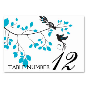 Love Birds Blue Table Number