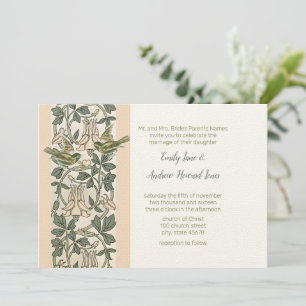 Love Birds Blush Pink HoneySuckle Floral Wedding Invitation