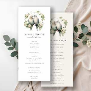  Love Birds Botanical Wreath Wedding Program Invitation