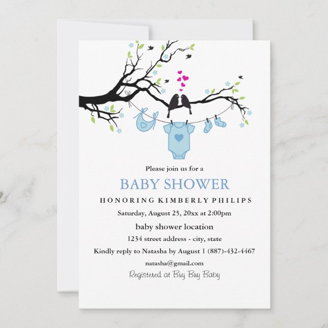 Love Birds | Boy Baby Shower Invitation (Front)