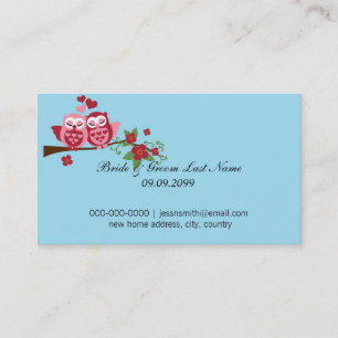 love birds bride and groom new home address business card