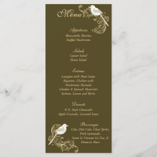 Love Birds Brown/Creme Wedding Menu