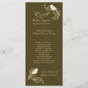 Love Birds Brown/Creme Wedding Programs Programme