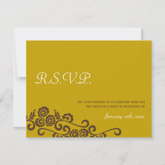 Love birds brown modern wedding rsvp response invitation