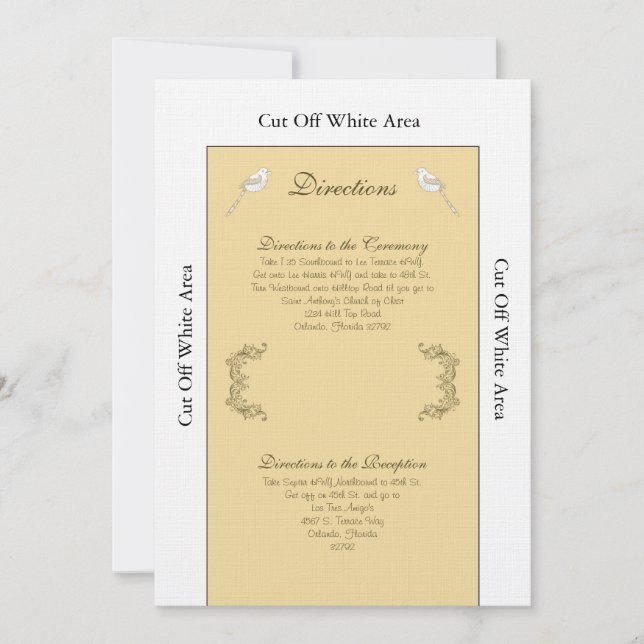 Love Birds Brown/Tan Wedding Directions Card (Front)