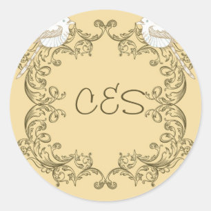 Love Birds Brown/Tan Wedding Envelope Stickers