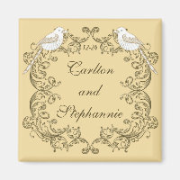 Love Birds Brown/Tan Wedding Magnet