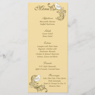 Love Birds Brown/Tan Wedding Menu