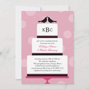 Love Birds Cake Wedding Shower Invitation