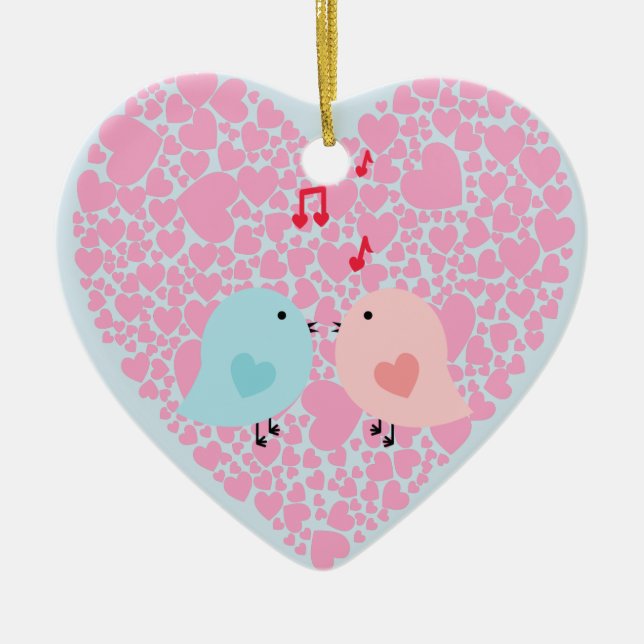 Love Birds Ceramic Tree Decoration (Front)