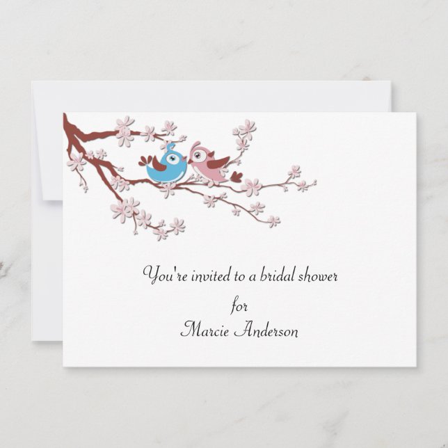 Love Birds Cherry Blossoms Bridal Shower Invite (Front)
