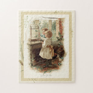 Love Birds & Children Vintage Reproduction Jigsaw Puzzle
