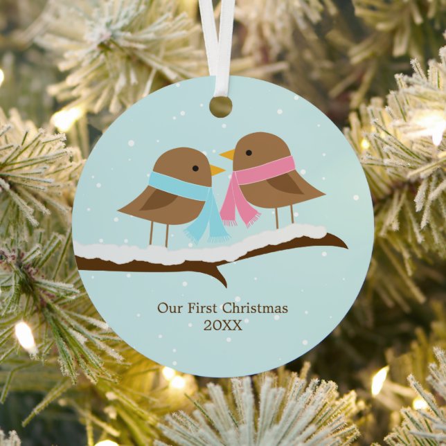 Love Birds Christmas Metal Tree Decoration (Insitu)