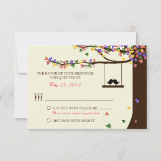 Love Birds Colourful Hearts Oak Tree RSVP