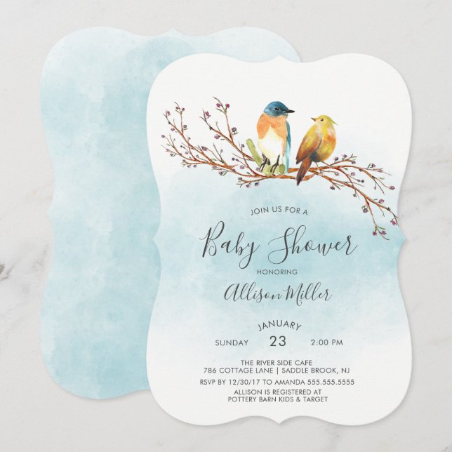 Love Birds Couple Baby Shower Invitation (Front/Back)