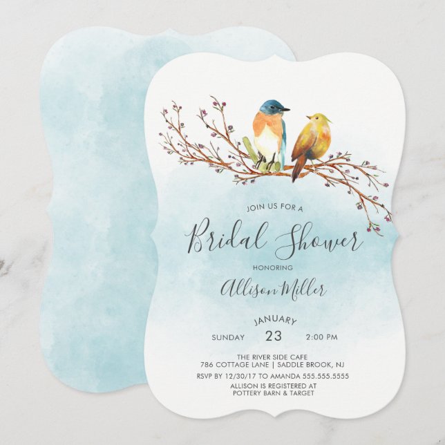 Love Birds Couple Bridal Shower Invitation (Front/Back)