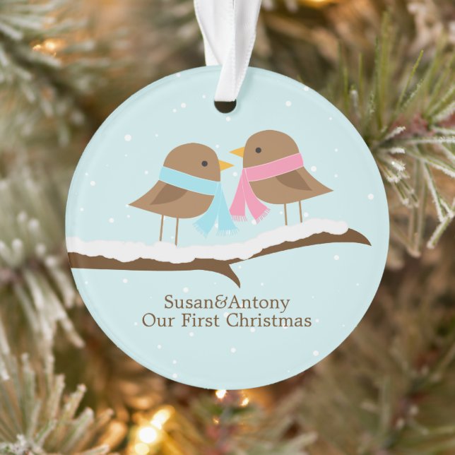 Love Birds Couple Personalised Christmas Ornament (Tree)