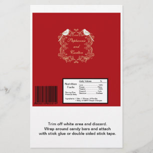 Love Birds Crimson/Creme Wedding Candy Wrapper