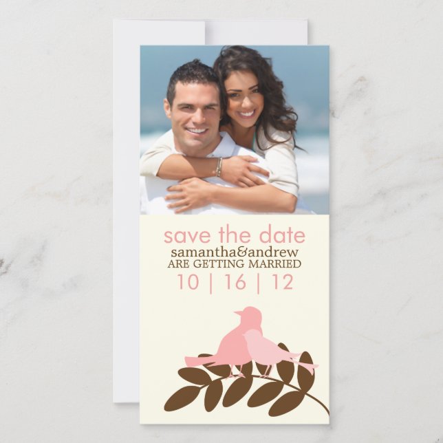 Love Birds Custom Photo Wedding Announcements (Front)