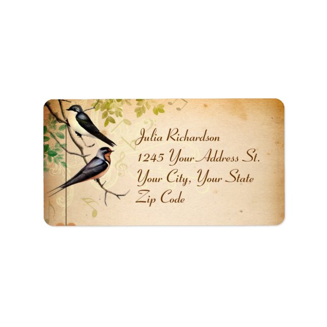 love birds cute sweet romantic wedding labels (Front)