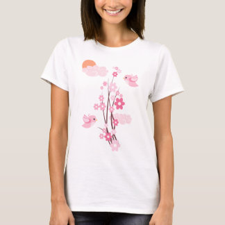 Love Birds & Delicate Flowers T-Shirt