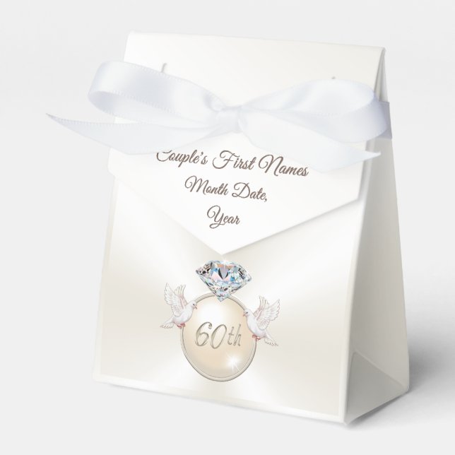 Love Birds Diamond 60th Anniversary Party Favours Favour Box (Front Side)
