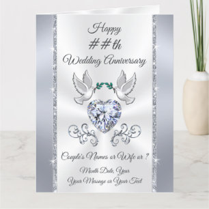Love Birds Diamond Heart, Custom Anniversary Cards