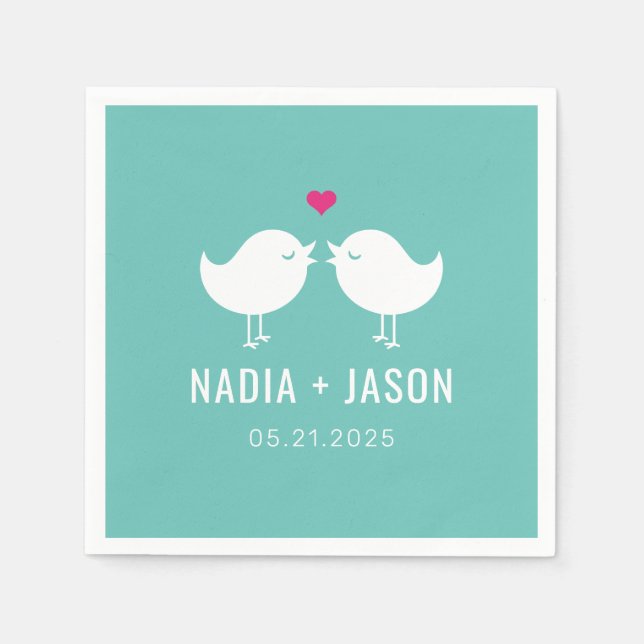 Love Birds EDITABLE COLOR Wedding Engagement Party Napkin (Front)