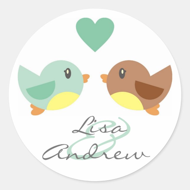 Love Birds Engagement Announcement Sticker (Front)