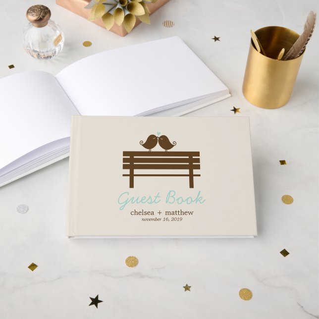Love Birds Fall Wedding Guest Book (Front Open)