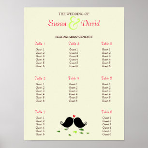 Love Birds Falling Hearts Oak Tree Seating Chart