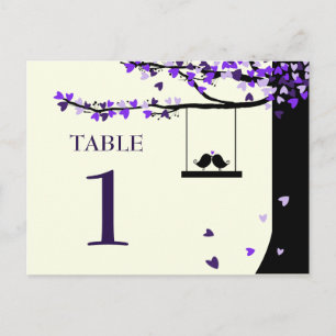 Love Birds Falling Hearts Oak Tree Table Number Postcard