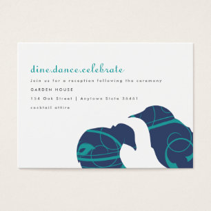 Love Birds & Feather - Teal and Navy Info Card