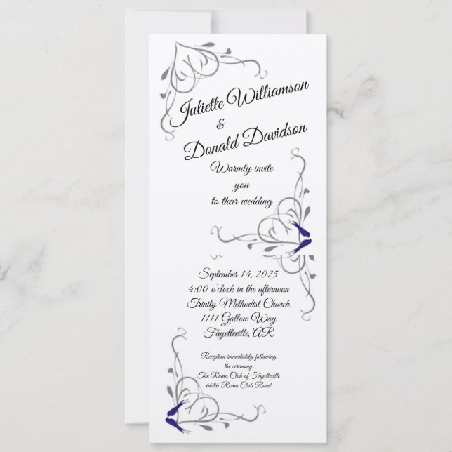 Love Birds Flat Wedding Invitation (Front)