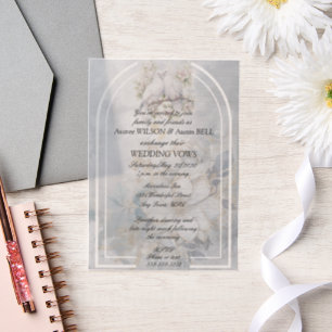 Love Birds Floral Arch Wedding  Vellum Invitations
