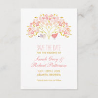 Love Birds Flower Tree Wedding Save The Date Card