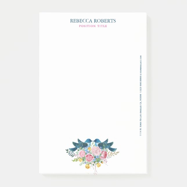 Love birds flowers bouquet post-it notes (Front)