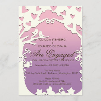 Love Birds Forever on Pastel Purple Invitation