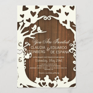 Love Birds Forever on Woodpanel Invitation