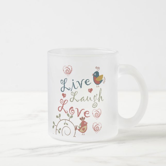 Love Birds Frosted Glass Coffee Mug (Right)