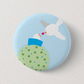 love birds giving 6 cm round badge